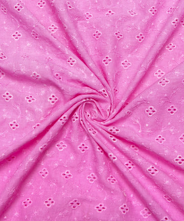 Pink Cutwork Schiffli Cotton Hakoba Fabric